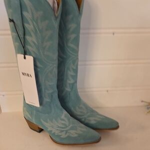 Women's TURQUOISE Myra Leather Western Boots